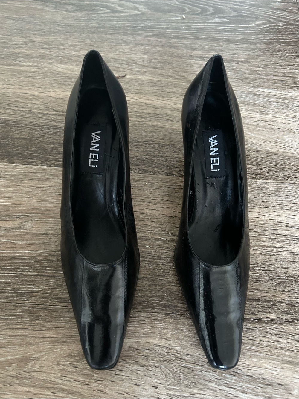 Vaneli Black Patent Leather Square-Toe Pumps